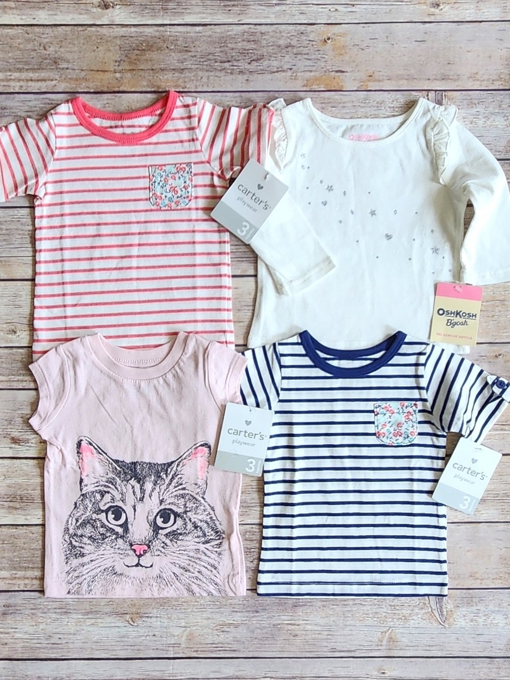 Carter's  and Oshkosh Baby Girl T-shirt Set Size 3M